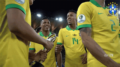 Soccer Players In Yellow Jerseys Number 14 GIF
