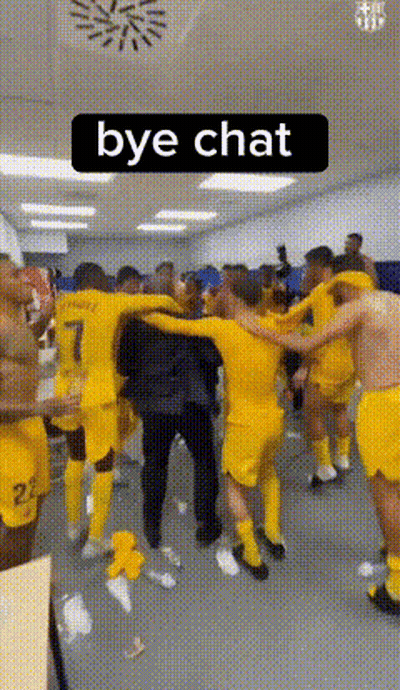 Soccer Players In Yellow Uniforms In Locker Room GIF