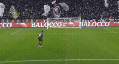 Soccer Players On A Field With A Banner That Says Juventus On It GIF
