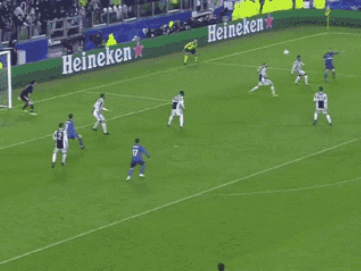 Soccer Players On A Field With A Banner That Says Unicredit In The Background GIF