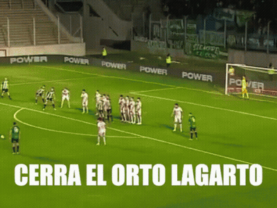 Soccer Players On A Field With The Words " Cerra El Orto Lagarto " In The Corner GIF