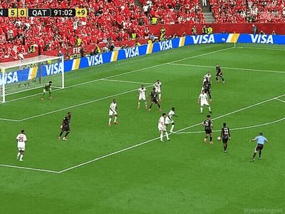Soccer Players On A Field With Visa Advertisements GIF