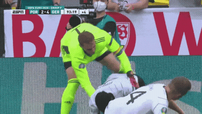 Soccer Players On Field With 2-4 Score GIF