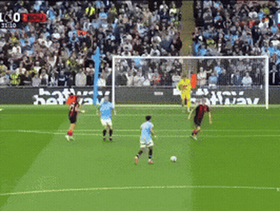 Soccer Players On Field With BBVA Sign GIF
