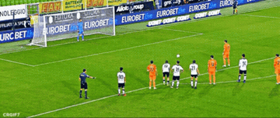 Soccer Players On Field With Beretta Ad GIF