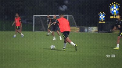 Soccer Players On Field With Brasil GIF