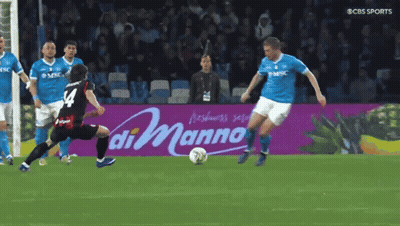 Soccer Players On Field With CBS Sports Logo GIF