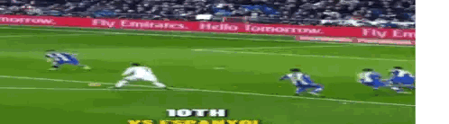 Soccer Players On Field With Fly Emirates Banner Sticker