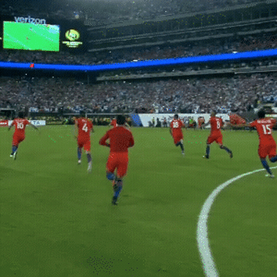 Soccer Players On Field With Goal Sign GIF