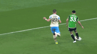 Soccer Players On Field With Goalie In Green Jersey 23 GIF