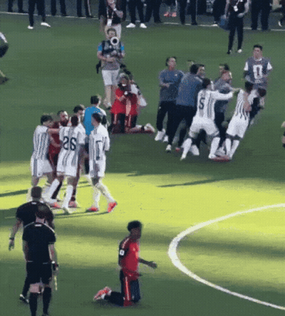 Soccer Players On Field With Goodbye Buying Ad GIF