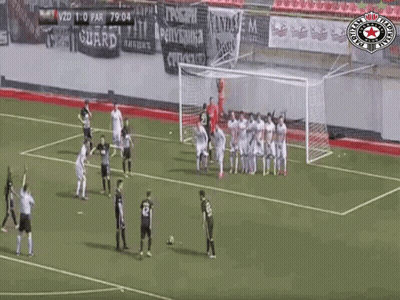 Soccer Players On Field With Guard Banner GIF
