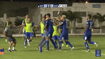 Soccer Players On Field With LIVE FC Logo GIF