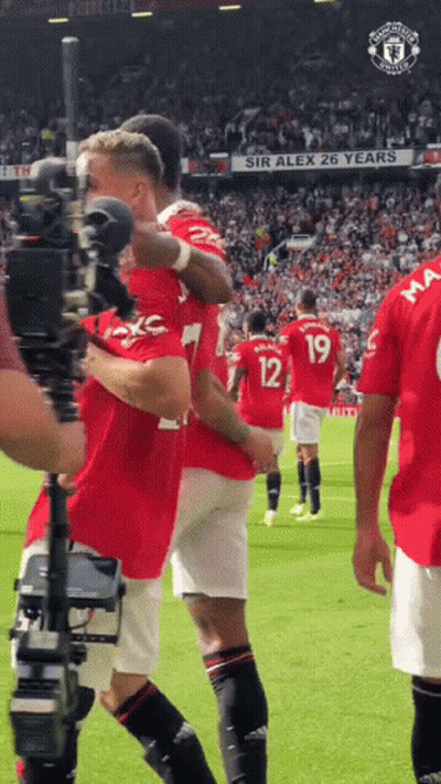 Soccer Players On Field With Sir Alex 26 Years Sign GIF