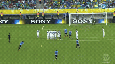 Soccer Players On Field With Sony Ad GIF