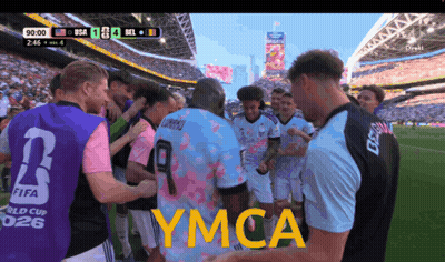 Soccer Players On Field With YMCA GIF
