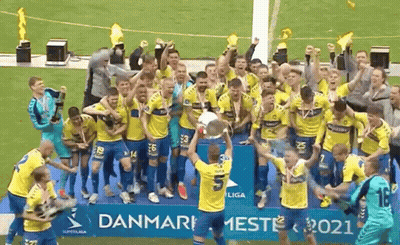 Soccer Players On Podium Saying Danmark GIF