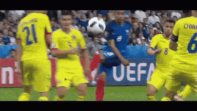 Soccer Players Playing With UEFA Sign GIF