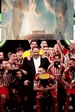 Soccer Players Posing For Photo With Man In Suit GIF