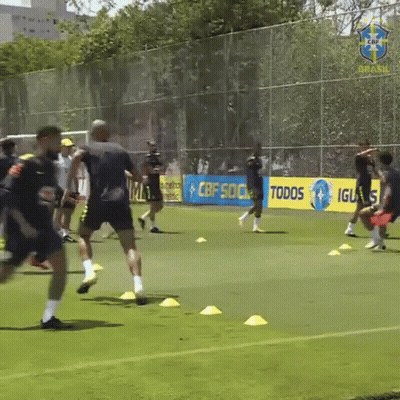 Soccer Players Practicing With Todos Iglesias Sign GIF