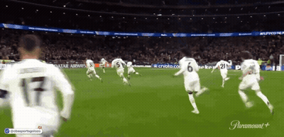 Soccer Players Running On Field With Paramount Ad GIF