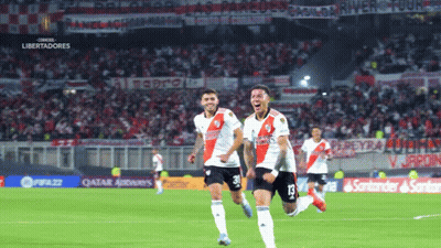 Soccer Players Running With Qatar Airways Banner GIF