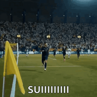 Soccer Players Running With Suiiii Flag GIF