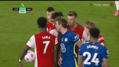 Soccer Players Saka And James On Field GIF