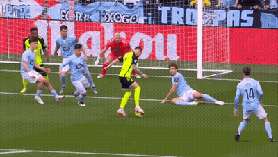 Soccer Players With Mahou Banner GIF