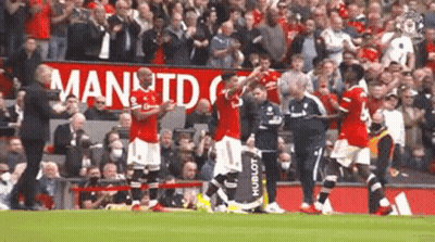 Soccer Players With Man Utd Banner GIF