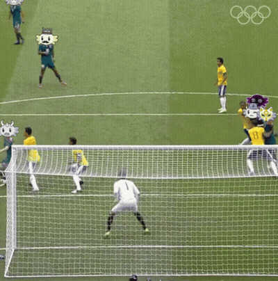 Soccer Players With Mascot Number 9 GIF