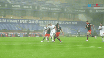 Soccer Players With Montpellier Hérault Sport Club Banner GIF