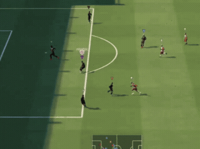 Soccer Players With Purple Triangle GIF
