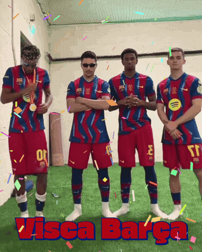 Soccer Players With Visca Barça GIF