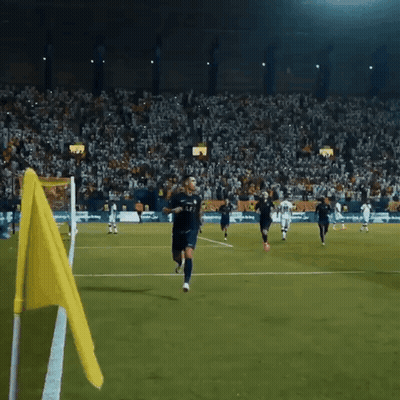 Soccer Players With Yellow Flag GIF