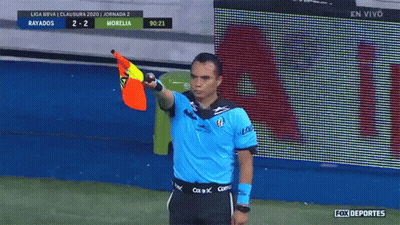 Soccer Referee Holding Yellow Flag Saying Adi GIF