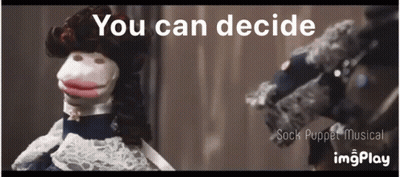 Sock Puppet Dress Wig Saying You Can Decide GIF
