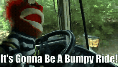 Sock Puppet Driving Bus Saying It's Gonna Be A Bumpy Ride GIF