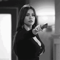 Sofia Vergara Pointing A Gun GIF