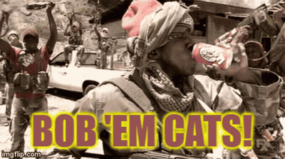 Soldier Drinking From Can Saying Bob Em Cats GIF
