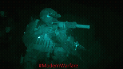 Soldier Holding Gun In Dark Room #Modernwarfare GIF