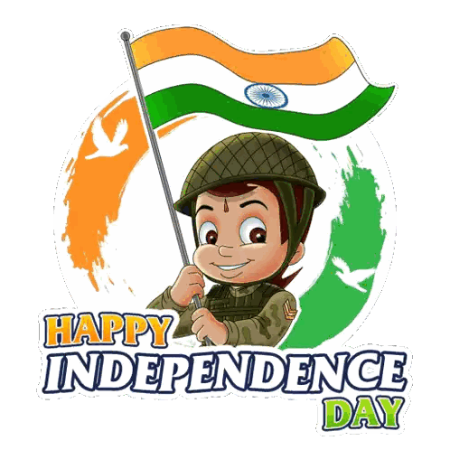 Soldier Holding Indian Flag Happy Independence Day Sticker
