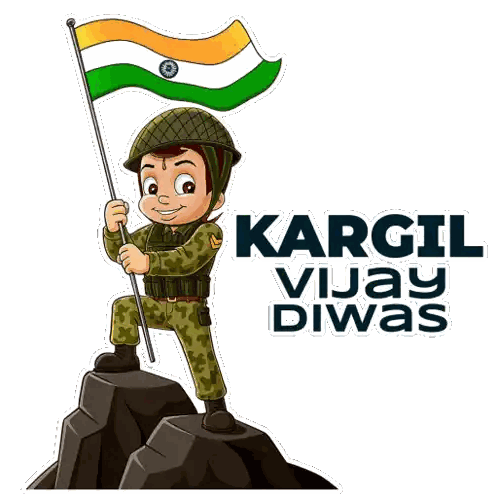 Soldier Holding Indian Flag Kargil Vijay Diwas Sticker