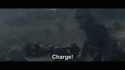 Soldier In Helmet Holding Gun Says Charge GIF