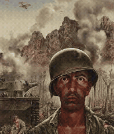 Soldier In Helmet Looking At Camera GIF