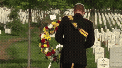 Soldier Laying Wreath At Robert E Let Grave GIF