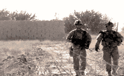 Soldier Leaving Danger Place Explosion Meme GIF