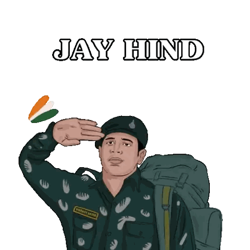 Soldier Saluting Jay Hind Sticker