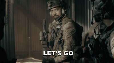 Soldier Saying Let's Go Holding Rifle GIF