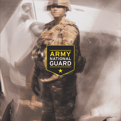 Soldier Standing In Front Of Army National Guard Airplane GIF